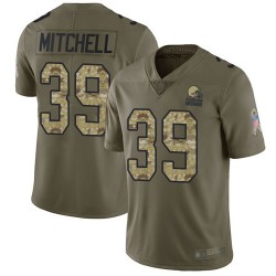 Limited Men's Terrance Mitchell Olive/Camo Jersey - #39 Football Cleveland Browns 2017 Salute to Service