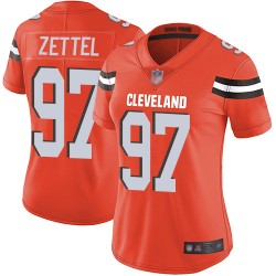 Limited Women's Anthony Zettel Orange Alternate Jersey - #97 Football Cleveland Browns Vapor Untouchable