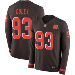 Limited Men's Trevon Coley Brown Jersey - #93 Football Cleveland Browns Therma Long Sleeve