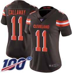Limited Women's Antonio Callaway Brown Home Jersey - #11 Football Cleveland Browns 100th Season Vapor Untouchable