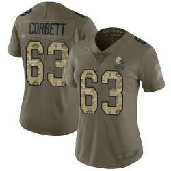 Limited Women's Austin Corbett Olive/Camo Jersey - #63 Football Cleveland Browns 2017 Salute to Service