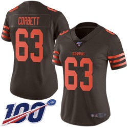 Limited Women's Austin Corbett Brown Jersey - #63 Football Cleveland Browns 100th Season Rush Vapor Untouchable