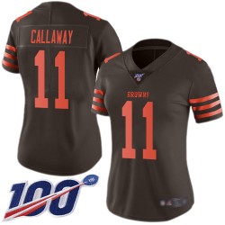 Limited Women's Antonio Callaway Brown Jersey - #11 Football Cleveland Browns 100th Season Rush Vapor Untouchable