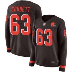 Limited Women's Austin Corbett Brown Jersey - #63 Football Cleveland Browns Therma Long Sleeve