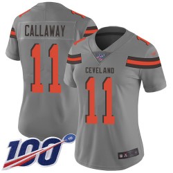 Limited Women's Antonio Callaway Gray Jersey - #11 Football Cleveland Browns 100th Season Inverted Legend