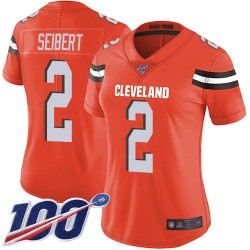 Limited Women's Austin Seibert Orange Alternate Jersey - #2 Football Cleveland Browns 100th Season Vapor Untouchable
