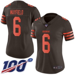 Limited Women's Baker Mayfield Brown Jersey - #6 Football Cleveland Browns 100th Season Rush Vapor Untouchable