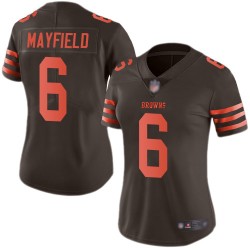 Limited Women's Baker Mayfield Brown Jersey - #6 Football Cleveland Browns Rush Vapor Untouchable
