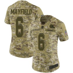 Limited Women's Baker Mayfield Camo Jersey - #6 Football Cleveland Browns 2018 Salute to Service