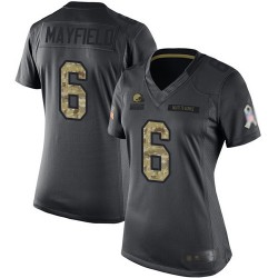 Limited Women's Baker Mayfield Black Jersey - #6 Football Cleveland Browns 2016 Salute to Service