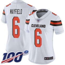 Limited Women's Baker Mayfield White Road Jersey - #6 Football Cleveland Browns 100th Season Vapor Untouchable