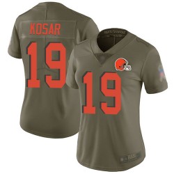 Limited Women's Bernie Kosar Olive Jersey - #19 Football Cleveland Browns 2017 Salute to Service
