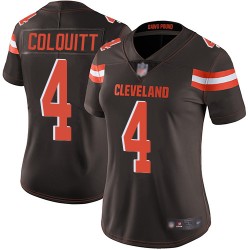 Limited Women's Britton Colquitt Brown Home Jersey - #4 Football Cleveland Browns Vapor Untouchable