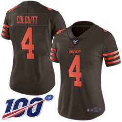 Limited Women's Britton Colquitt Brown Jersey - #4 Football Cleveland Browns 100th Season Rush Vapor Untouchable