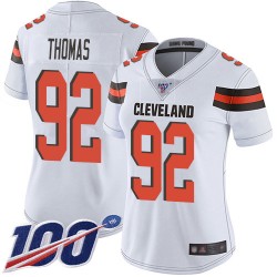 Limited Women's Chad Thomas White Road Jersey - #92 Football Cleveland Browns 100th Season Vapor Untouchable