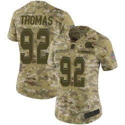 Limited Women's Chad Thomas Camo Jersey - #92 Football Cleveland Browns 2018 Salute to Service