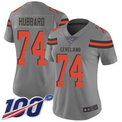 Limited Women's Chris Hubbard Gray Jersey - #74 Football Cleveland Browns 100th Season Inverted Legend