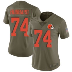 Limited Women's Chris Hubbard Olive Jersey - #74 Football Cleveland Browns 2017 Salute to Service