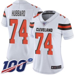 Limited Women's Chris Hubbard White Road Jersey - #74 Football Cleveland Browns 100th Season Vapor Untouchable