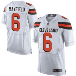 Elite Men's Baker Mayfield White Road Jersey - #6 Football Cleveland Browns