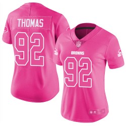 Limited Women's Chad Thomas Pink Jersey - #92 Football Cleveland Browns Rush Fashion