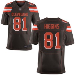 Elite Men's Rashard Higgins Brown Home Jersey - #81 Football Cleveland Browns