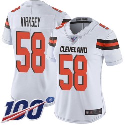 Limited Women's Christian Kirksey White Road Jersey - #58 Football Cleveland Browns 100th Season Vapor Untouchable