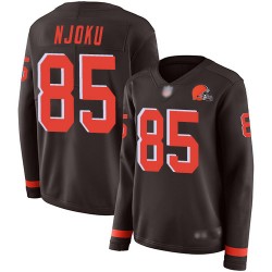 Limited Women's David Njoku Brown Jersey - #85 Football Cleveland Browns Therma Long Sleeve