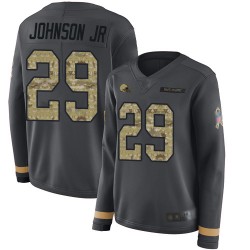 Limited Women's Duke Johnson Black Jersey - #29 Football Cleveland Browns Salute to Service Therma Long Sleeve