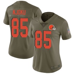 Limited Women's David Njoku Olive Jersey - #85 Football Cleveland Browns 2017 Salute to Service