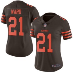 Limited Women's Denzel Ward Brown Jersey - #21 Football Cleveland Browns Rush Vapor Untouchable