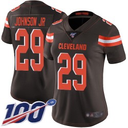 Limited Women's Duke Johnson Brown Home Jersey - #29 Football Cleveland Browns 100th Season Vapor Untouchable