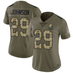 Limited Women's Duke Johnson Olive/Camo Jersey - #29 Football Cleveland Browns 2017 Salute to Service