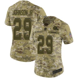 Limited Women's Duke Johnson Camo Jersey - #29 Football Cleveland Browns 2018 Salute to Service
