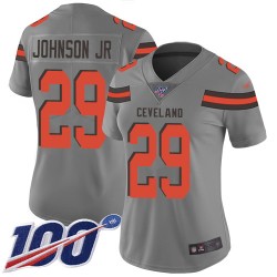 Limited Women's Duke Johnson Gray Jersey - #29 Football Cleveland Browns 100th Season Inverted Legend