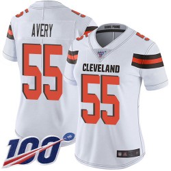 Limited Women's Genard Avery White Road Jersey - #55 Football Cleveland Browns 100th Season Vapor Untouchable