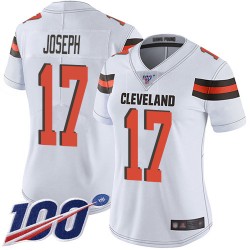 Limited Women's Greg Joseph White Road Jersey - #17 Football Cleveland Browns 100th Season Vapor Untouchable