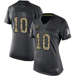 Limited Women's Jaelen Strong Black Jersey - #10 Football Cleveland Browns 2016 Salute to Service