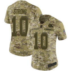 Limited Women's Jaelen Strong Camo Jersey - #10 Football Cleveland Browns 2018 Salute to Service