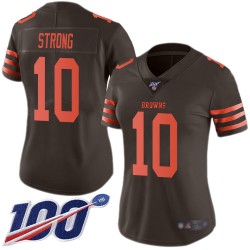 Limited Women's Jaelen Strong Brown Jersey - #10 Football Cleveland Browns 100th Season Rush Vapor Untouchable
