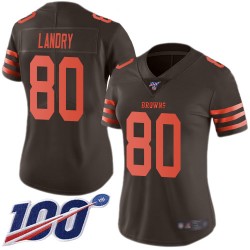 Limited Women's Jarvis Landry Brown Jersey - #80 Football Cleveland Browns 100th Season Rush Vapor Untouchable