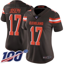 Limited Women's Greg Joseph Brown Home Jersey - #17 Football Cleveland Browns 100th Season Vapor Untouchable