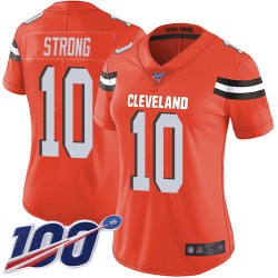 Limited Women's Jaelen Strong Orange Alternate Jersey - #10 Football Cleveland Browns 100th Season Vapor Untouchable