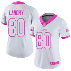 Limited Women's Jarvis Landry White/Pink Jersey - #80 Football Cleveland Browns Rush Fashion