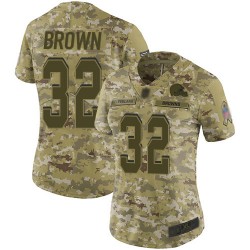 Limited Women's Jim Brown Camo Jersey - #32 Football Cleveland Browns 2018 Salute to Service