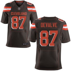 Elite Men's Seth DeValve Brown Home Jersey - #87 Football Cleveland Browns