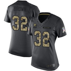 Limited Women's Jim Brown Black Jersey - #32 Football Cleveland Browns 2016 Salute to Service