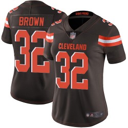 Limited Women's Jim Brown Brown Home Jersey - #32 Football Cleveland Browns Vapor Untouchable
