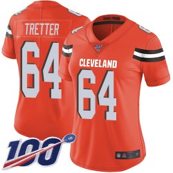 Limited Women's JC Tretter Orange Alternate Jersey - #64 Football Cleveland Browns 100th Season Vapor Untouchable