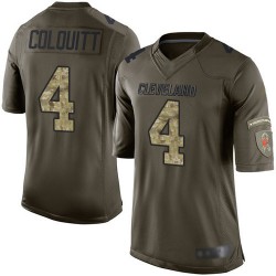 Elite Youth Britton Colquitt Green Jersey - #4 Football Cleveland Browns Salute to Service